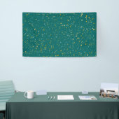Elegant Confetti Space - Blauwgroen groen & goud,  Spandoek (Beurs)