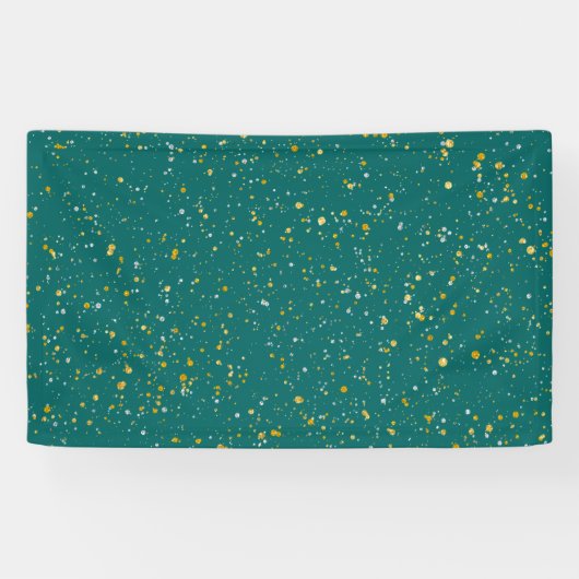 Elegant Confetti Space - Blauwgroen groen & goud,  Spandoek (Horizontaal)