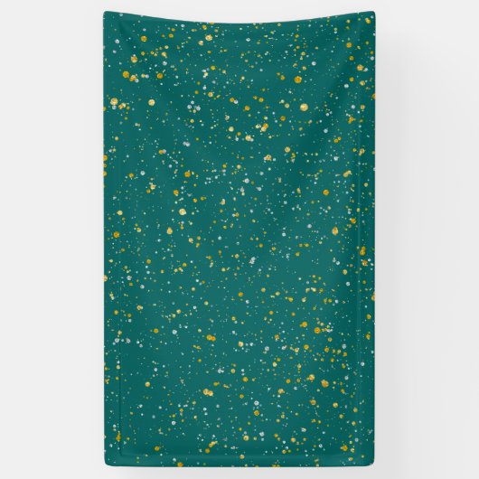 Elegant Confetti Space - Blauwgroen groen & goud,  Spandoek (Verticaal)