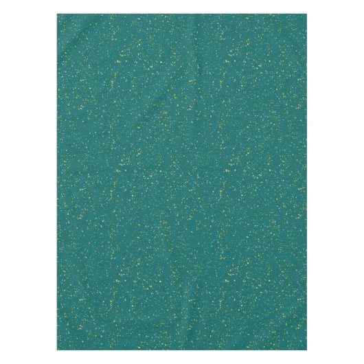 Elegant Confetti Space - Blauwgroen groen & goud, Tafelkleed (Voorkant)