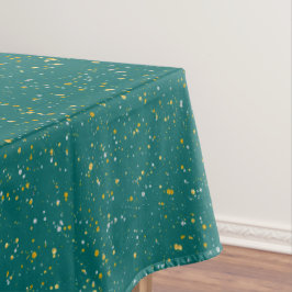 Elegant Confetti Space - Blauwgroen groen & goud, Tafelkleed