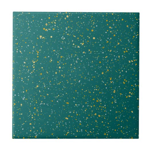 Elegant Confetti Space - Blauwgroen groen & goud,  Tegeltje (Voorkant)