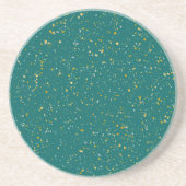 Elegant Confetti Space - Blauwgroen groen & goud,  Zandsteen Onderzetter (Voorkant)