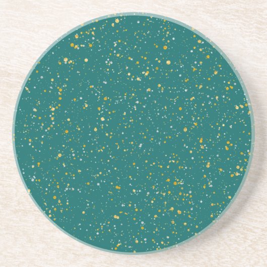 Elegant Confetti Space - Blauwgroen groen & goud, Zandsteen Onderzetter (Voorkant)