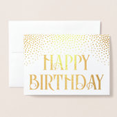 Elegant Confetti Stijlvol Happy Birthday Folie Kaarten (Voorkant met envelop)