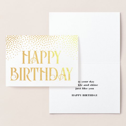 Elegant Confetti Stijlvol Happy Birthday Folie Kaarten (Display)