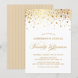 Elegant Confetti Stippen Gold Foil Family Reunion Kaart