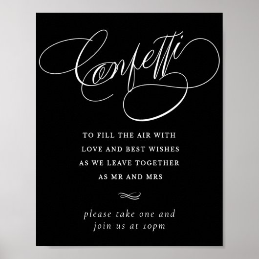 Elegant Confetti White Calligrafie | Favorietabel Poster (Voorkant)