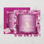 Elegant CONFIRMATION Damask Design INVITATIONS Kaart (Voorkant / Achterkant)