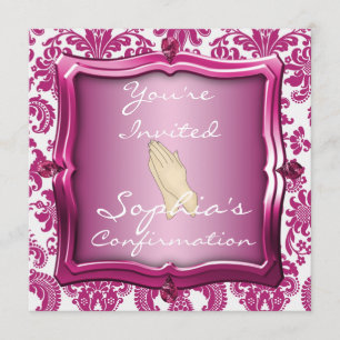 Elegant CONFIRMATION Damask Design INVITATIONS Kaart