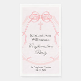 Elegant Confirmation Party Pink Bow Ribbon Custom Servet