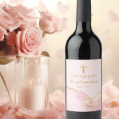 Elegant Confirmation Party Pink Gold Personalized Wijn Etiket