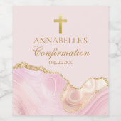 Elegant Confirmation Party Pink Gold Personalized Wijn Etiket (Enkel label)
