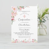 Elegant Confirmation Roos Gold, Mint Floral, Verse Kaart (Staand voorkant)