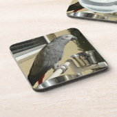 Elegant Congo African Grey Parrot op standaard Bier Onderzetter (Linkerzijde)