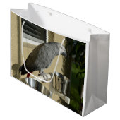 Elegant Congo African Grey Parrot op standaard Groot Cadeauzakje (Voorkant Gekanteld)