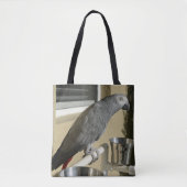 Elegant Congo African Grey Parrot op standaard Tote Bag (Voorkant)