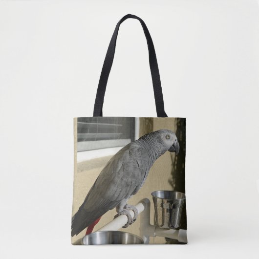 Elegant Congo African Grey Parrot op standaard Tote Bag (Voorkant)