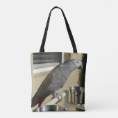 Elegant Congo African Grey Parrot op standaard Tote Bag (Achterkant)
