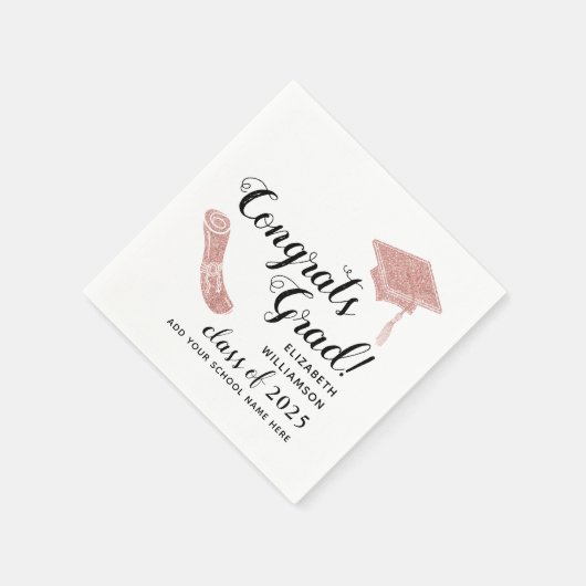 Elegant Congrats Afstudeerder Klasse van 2025 Afst Servet (Hoek)