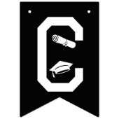 Elegant Congrats Afstuderen Pet, Diploma Zwart Wit Vlaggetjes (Eerste vlag)