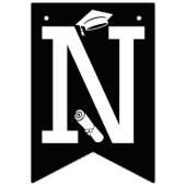 Elegant Congrats Afstuderen Pet, Diploma Zwart Wit Vlaggetjes (Derde vlag)