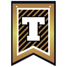 Elegant CONGRATULALATIONS Black en Faux Gold Vlaggetjes