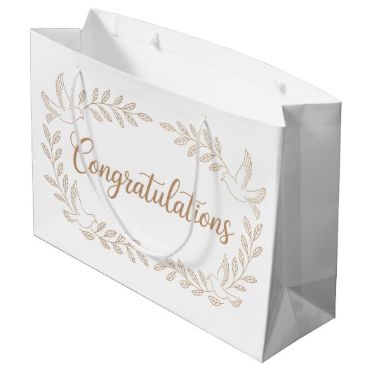 Elegant "Congratulations" Greeting with Doves  Groot Cadeauzakje (Achterkant Gekanteld)