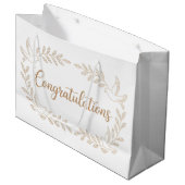 Elegant "Congratulations" Greeting with Doves  Groot Cadeauzakje (Voorkant Gekanteld)