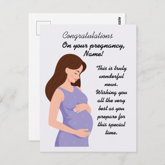 Elegant Congratulations pregnancy Card Briefkaart (Voorkant / Achterkant)