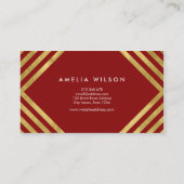 Elegant consultant Red Faux Gold Square Lines Visitekaartje (Achterkant)