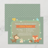 Elegant Contemmodern Woodland Animal Baby shower Kaart (Voorkant / Achterkant)