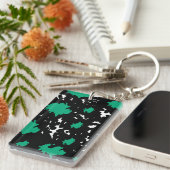 Elegant Contrast – Abstract Groen & Zwart Sleutelhanger (Voorkant Rechts)