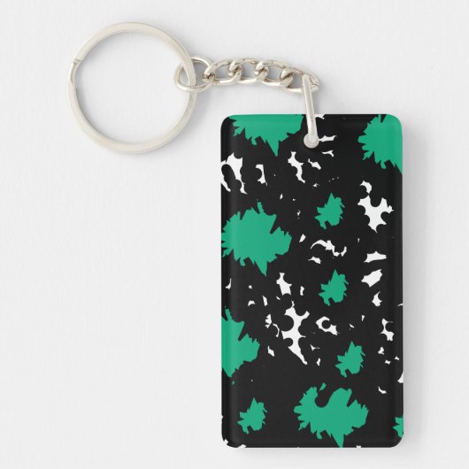 Elegant Contrast – Abstract Groen & Zwart Sleutelhanger (Voorkant)