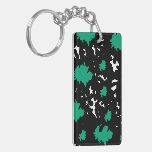Elegant Contrast – Green & Black Abstract Sleutelhanger (Voorkant Links)