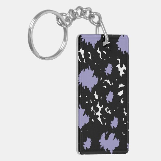 Elegant Contrast – Lilac & Black Abstract Keychain (Voorkant Links)