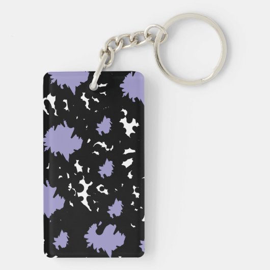 Elegant Contrast – Lilac & Black Abstract Keychain (achterkant)