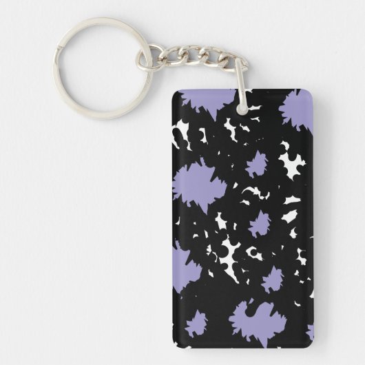 Elegant Contrast – Lilac & Black Abstract Keychain (Voorkant)