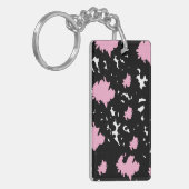 Elegant Contrast – Soft Pink & Black Abstract Sleutelhanger (Voorkant Links)