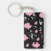Elegant Contrast – Soft Pink & Black Abstract Sleutelhanger (Voorkant)