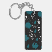 Elegant Contrast – Teal & Black Abstract Keychain (Voorkant Links)