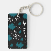 Elegant Contrast – Teal & Black Abstract Keychain (achterkant)