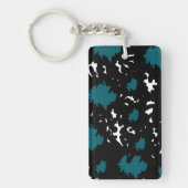 Elegant Contrast – Teal & Black Abstract Keychain (Voorkant)