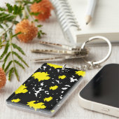 Elegant Contrast – Yellow & Black Abstract  Sleutelhanger (Voorkant Rechts)