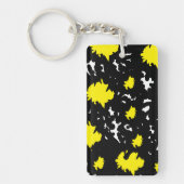 Elegant Contrast – Yellow & Black Abstract  Sleutelhanger (Voorkant)