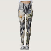 Elegant contrast: zwarte en witte vlinders leggings (Voorkant)