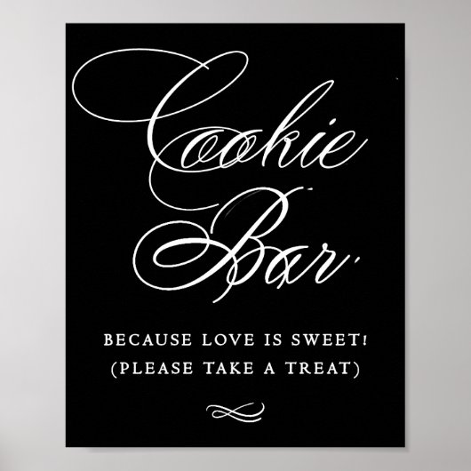 Elegant Cookie Bar White Calligraphy | Grafische t Poster (Voorkant)