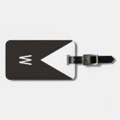 Elegant Cool Black White Geometric Monogram Bagagelabel (Voorkant horizontaal)