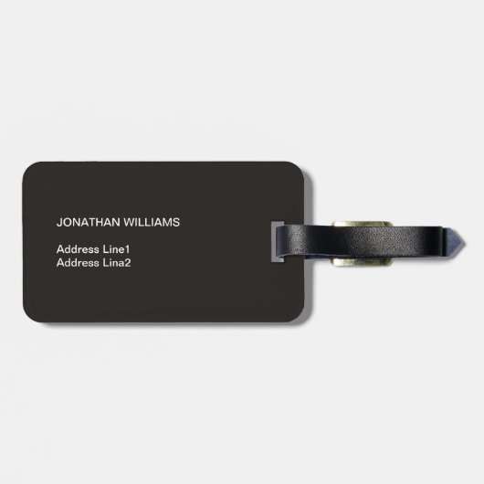 Elegant Cool Black White Geometric Monogram Bagagelabel (Achterkant horizontaal)