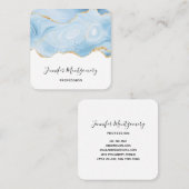 Elegant Cool Blue Agate and Gold Glitter Border Vierkante Visitekaartje (Voorkant / Achterkant)